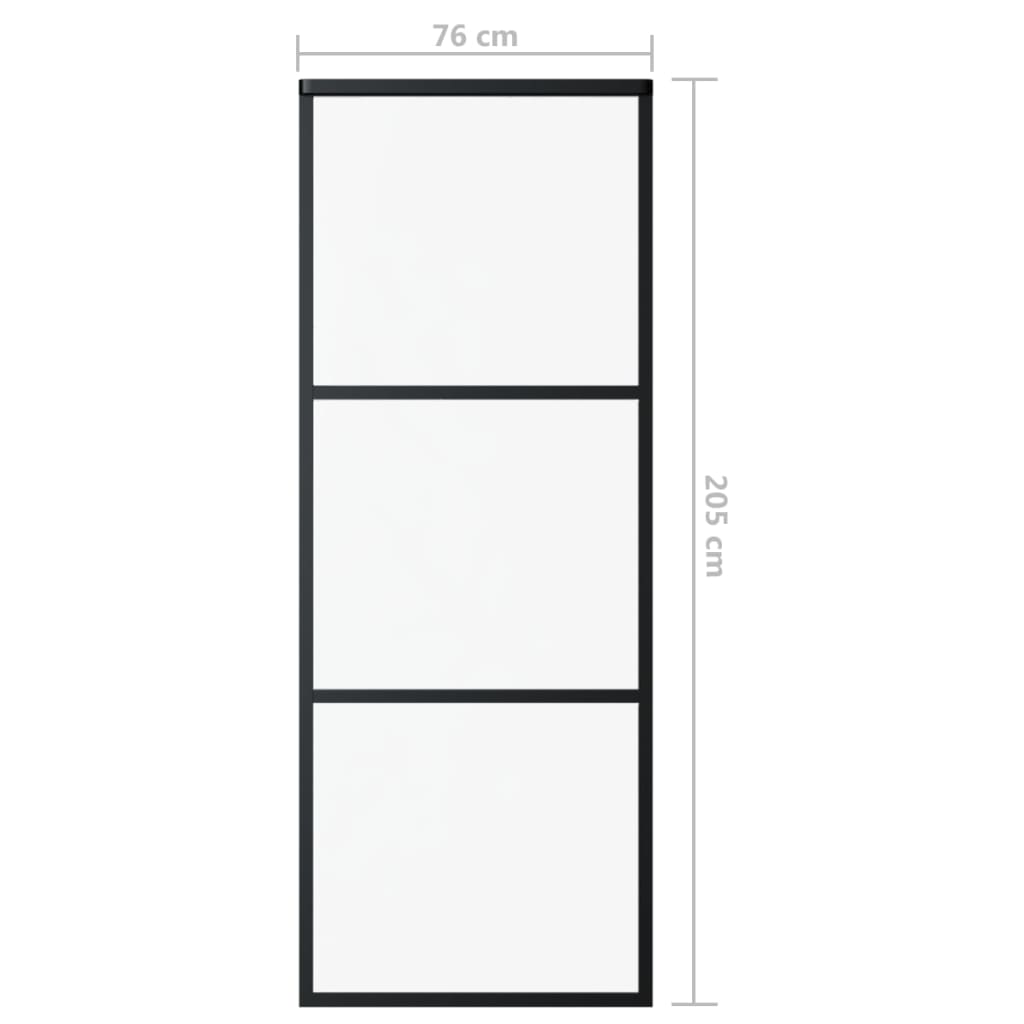 vidaXL Sliding Door ESG Glass and Aluminum 29.9"x80.7" Black