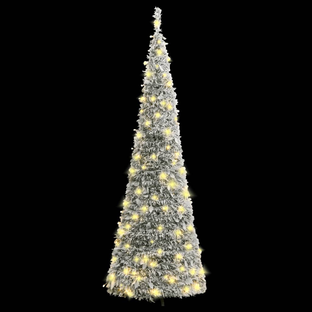 vidaXL Artificial Christmas Tree Pop-up Flocked Snow 200 LEDs 82.7"