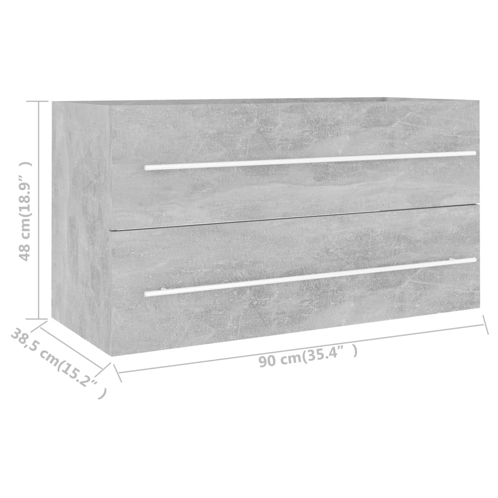 vidaXL 2 Piece Bathroom Furniture Set Concrete Gray Engineered Wood