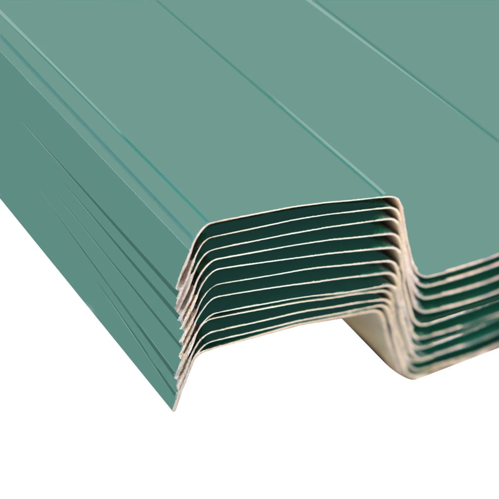 vidaXL Roof Panels 12 pcs Galvanized Steel Green