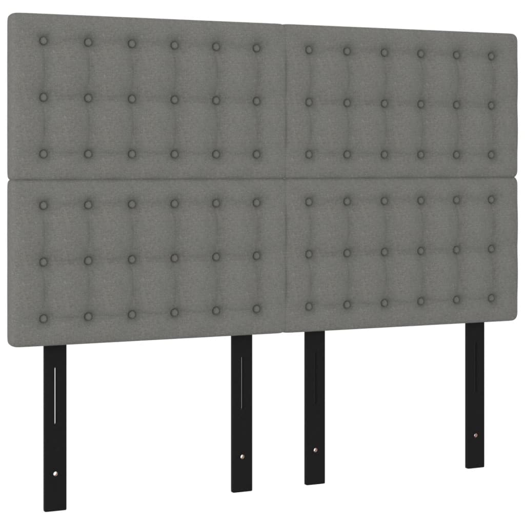 vidaXL Box Spring Bed with Mattress&LED Dark Gray Full Fabric