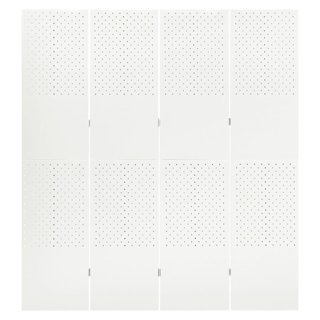 vidaXL 4-Panel Room Dividers 2 pcs White 63"x70.9" Steel