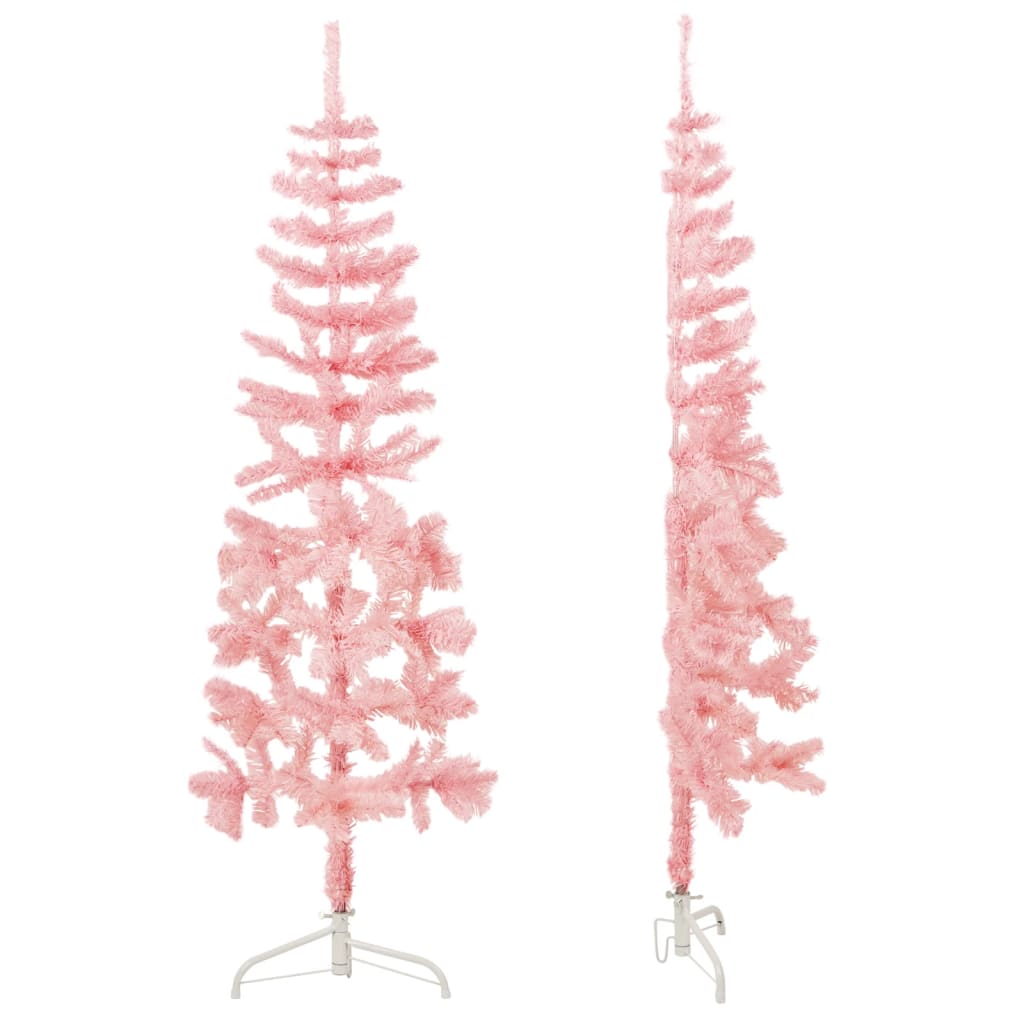 vidaXL Slim Artificial Half Christmas Tree with Stand Pink 4 ft