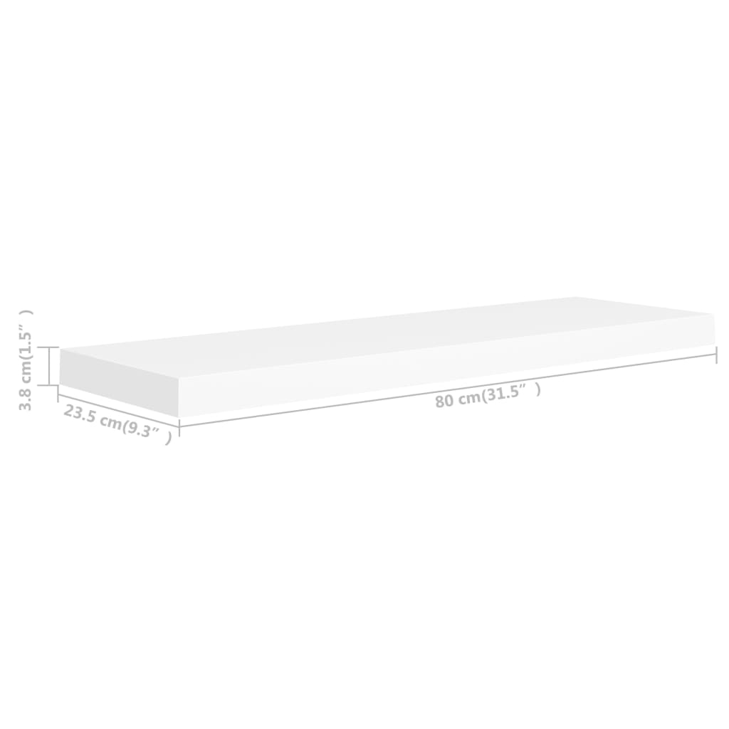 vidaXL Floating Wall Shelves 2 pcs White 31.5"x9.3"x1.5" MDF