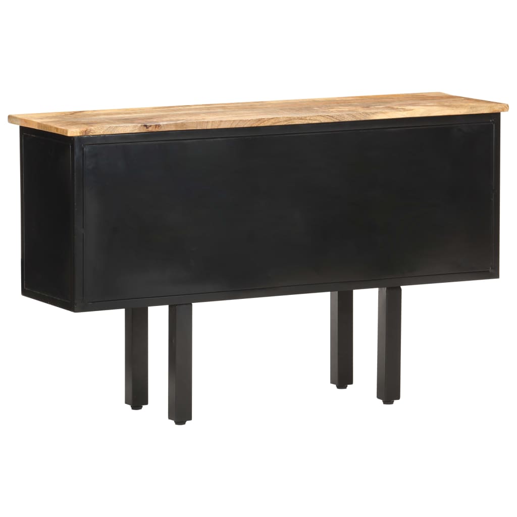 vidaXL Sideboard 43.3"x11.8"x25.6" Solid Rough Mango Wood and Steel