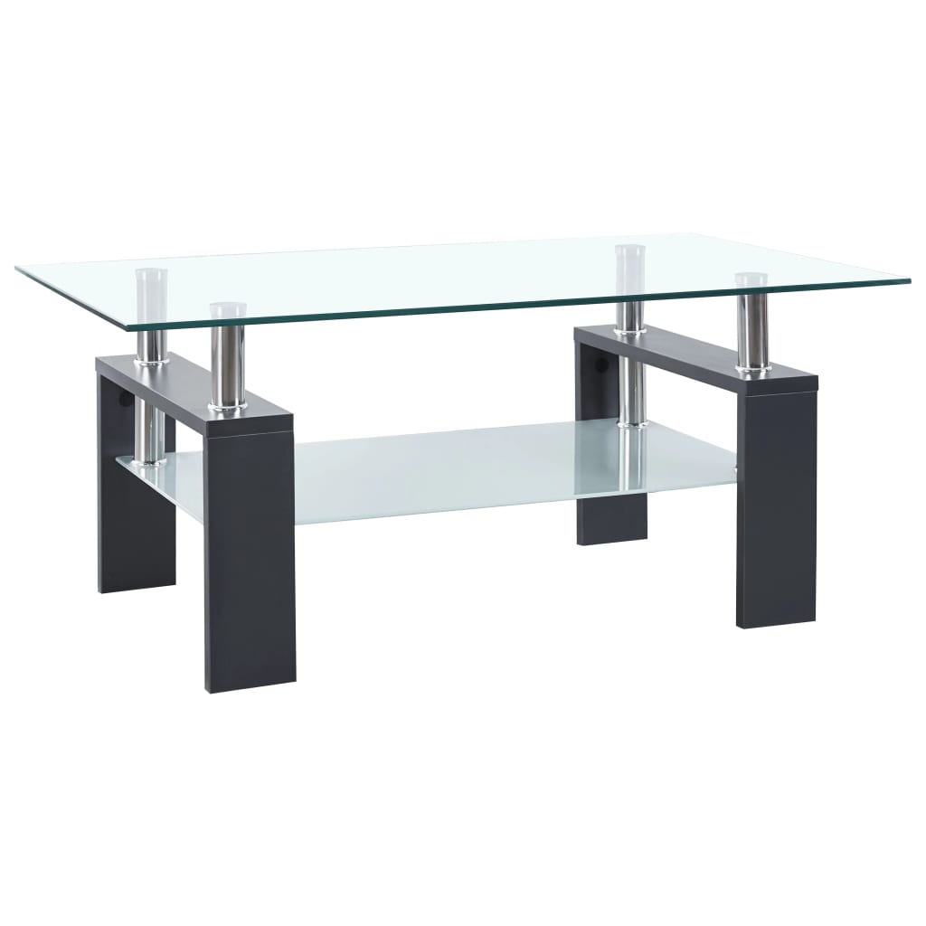 vidaXL Coffee Table Gray and Transparent 37.4"x21.7"x15.7" Tempered Glass