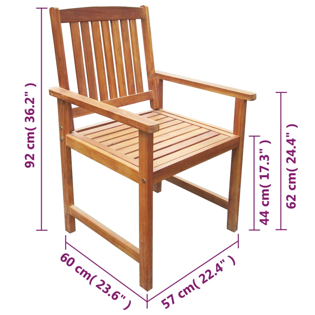 vidaXL Patio Chairs 2 pcs Solid Acacia Wood Brown