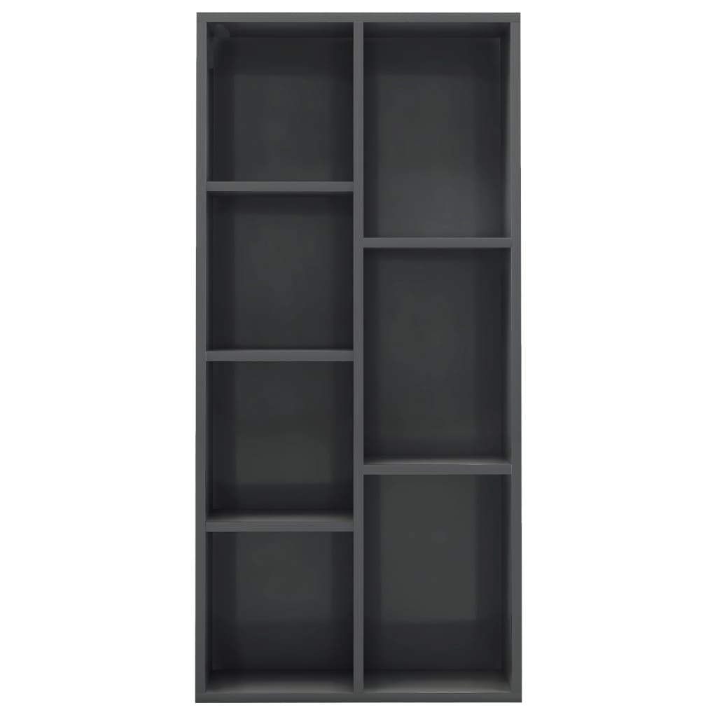 vidaXL Book Cabinet High Gloss Gray 19.7"x9.8"x41.7" Engineered Wood