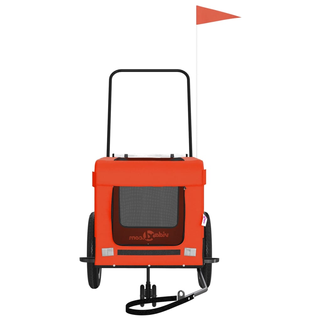 Pet Bike Trailer Orange And Grey Oxford Fabric, Iron