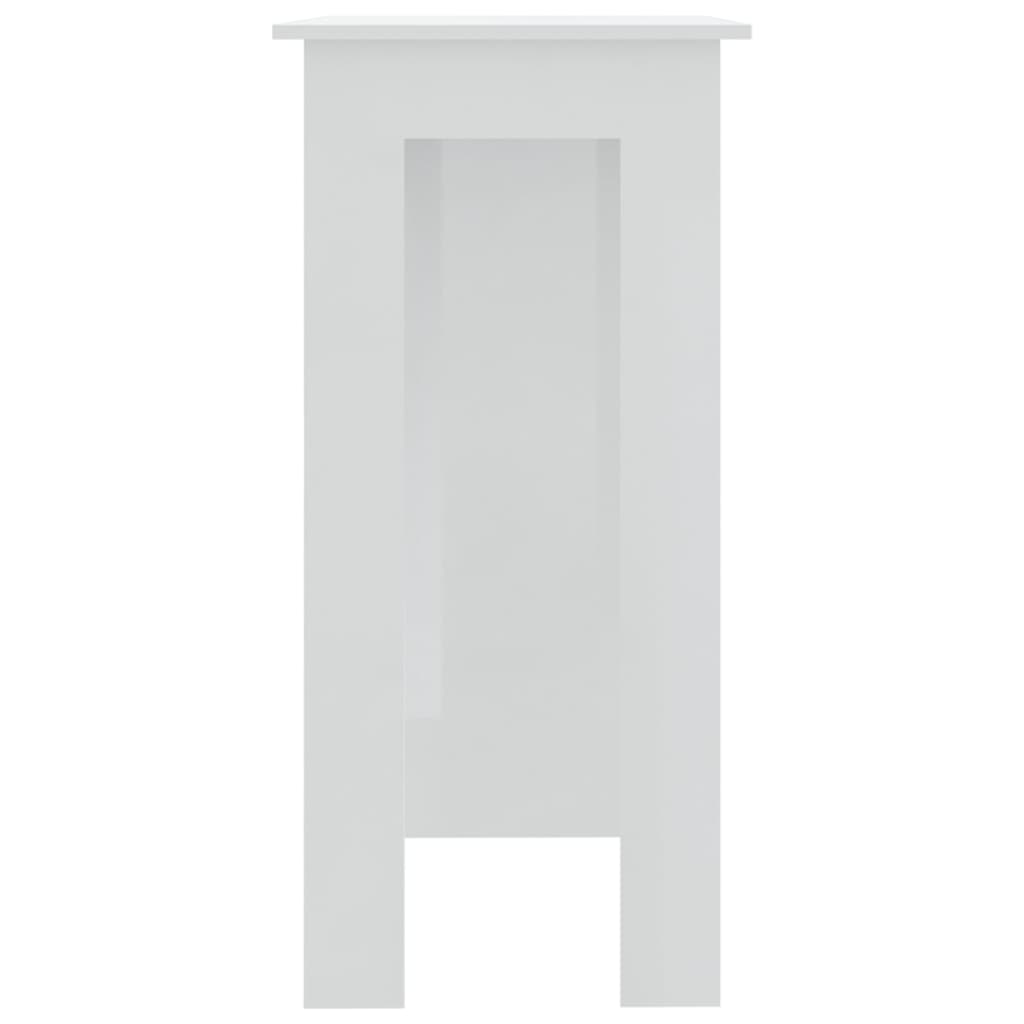 vidaXL Bar Table with Shelf High Gloss White 40.2"x19.7"x40.7" Engineered Wood