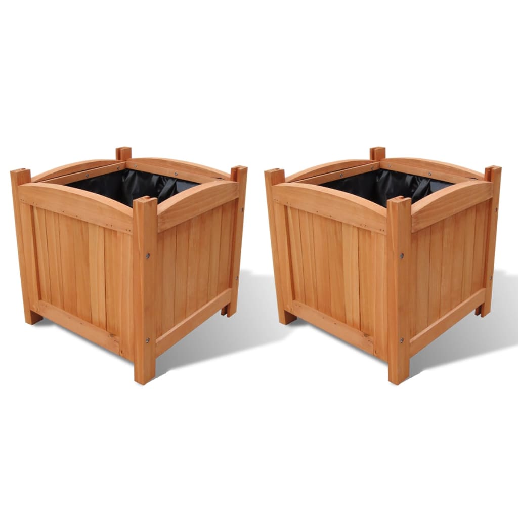 Wooden Raised Bed 11.8" x 11.8" x 11.8" Set of 2