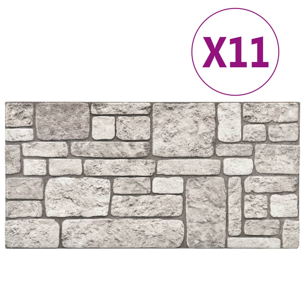 vidaXL 3D Wall Panels with Gray Brick Design 11 pcs EPS