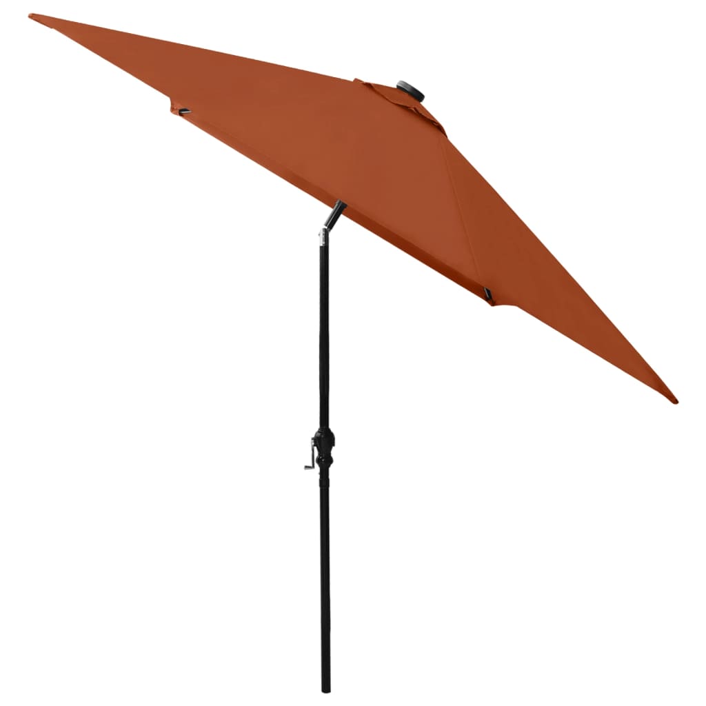 vidaXL Parasol with LEDs and Steel Pole Terracotta 6.6'x9.8'