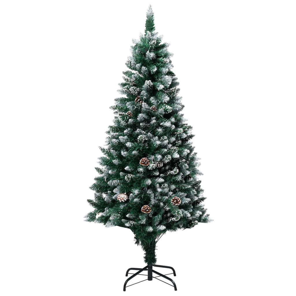 vidaXL Artificial Christmas Tree LEDs&Pine Cones&White Snow 94.5"