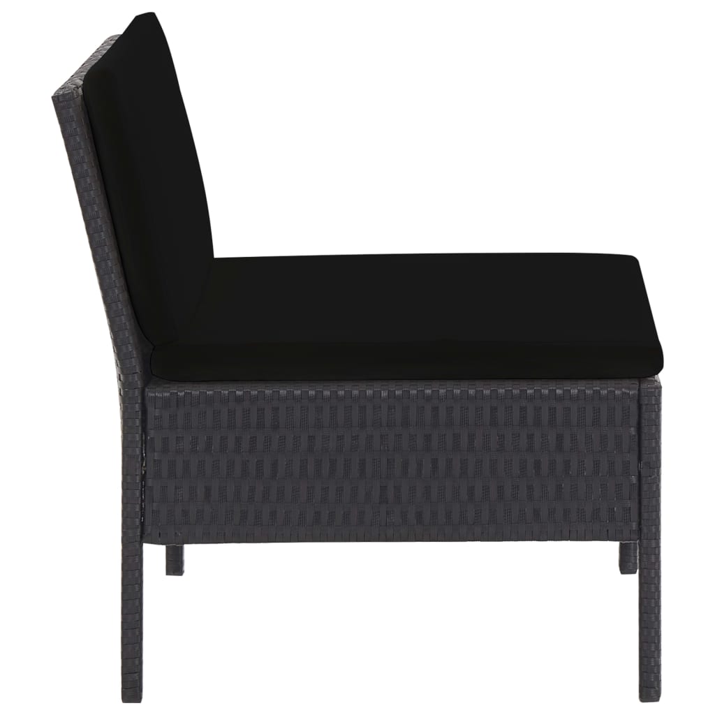 vidaXL 5 Piece Patio Sofa Set with Cushions Poly Rattan Black