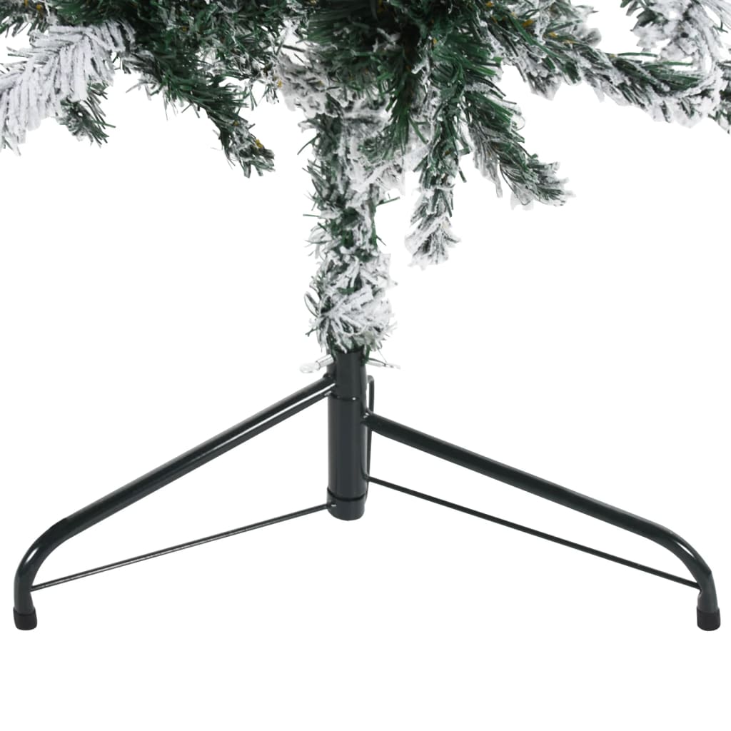 vidaXL Slim Artificial Half Christmas Tree with Flocked Snow 7 ft