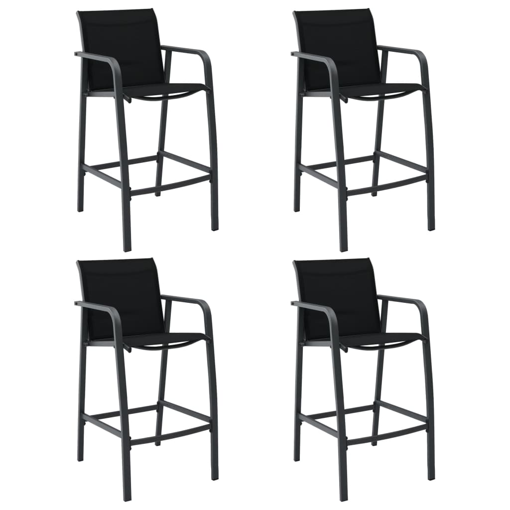vidaXL Patio Bar Chairs 4 pcs Black Textilene
