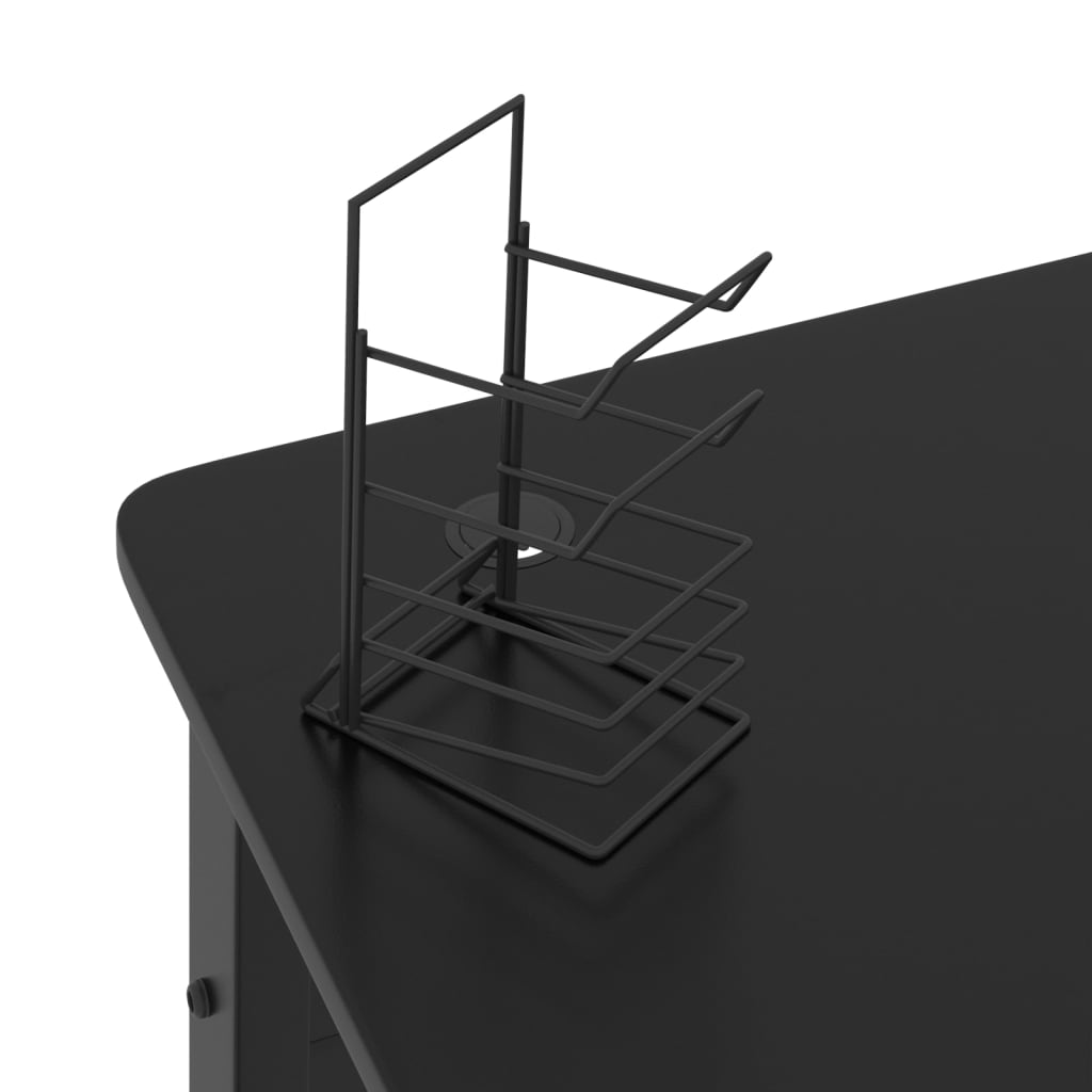 vidaXL Gaming Desk with K Shape Legs Black 35.4" x 23.6" x 29.5"