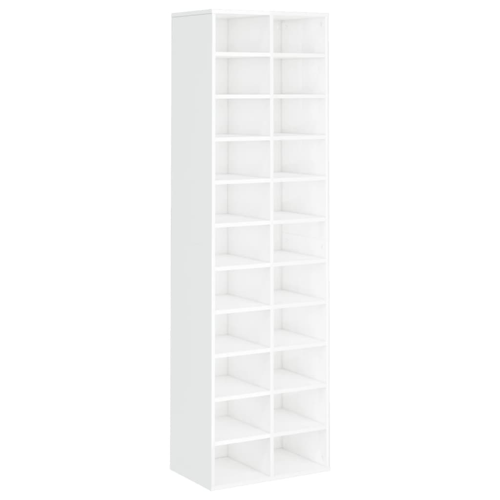 vidaXL Shoe Cabinet High Gloss White 21.3" x 13.4" x 72" Engineered Wood