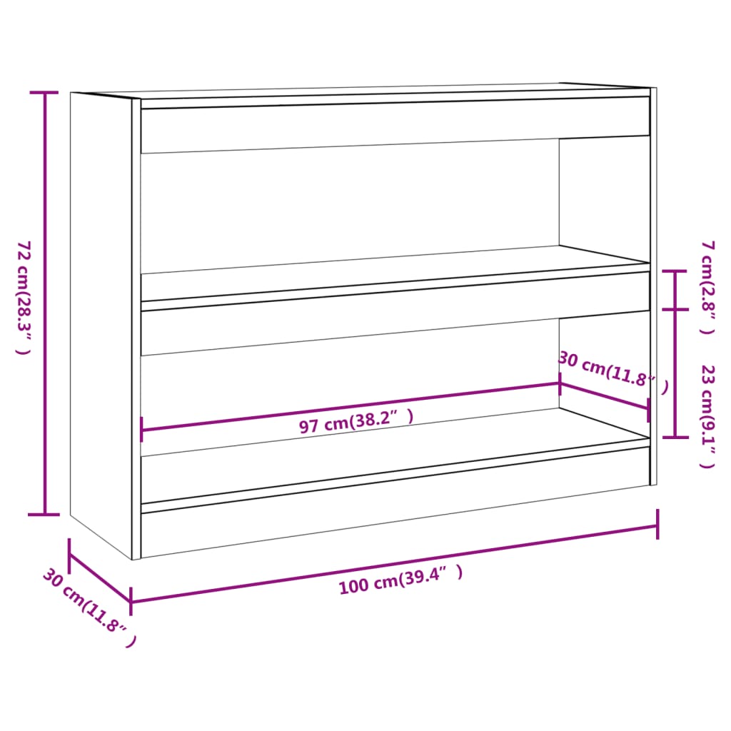 vidaXL Book Cabinet/Room Divider White 39.4"x11.8"x28.3"