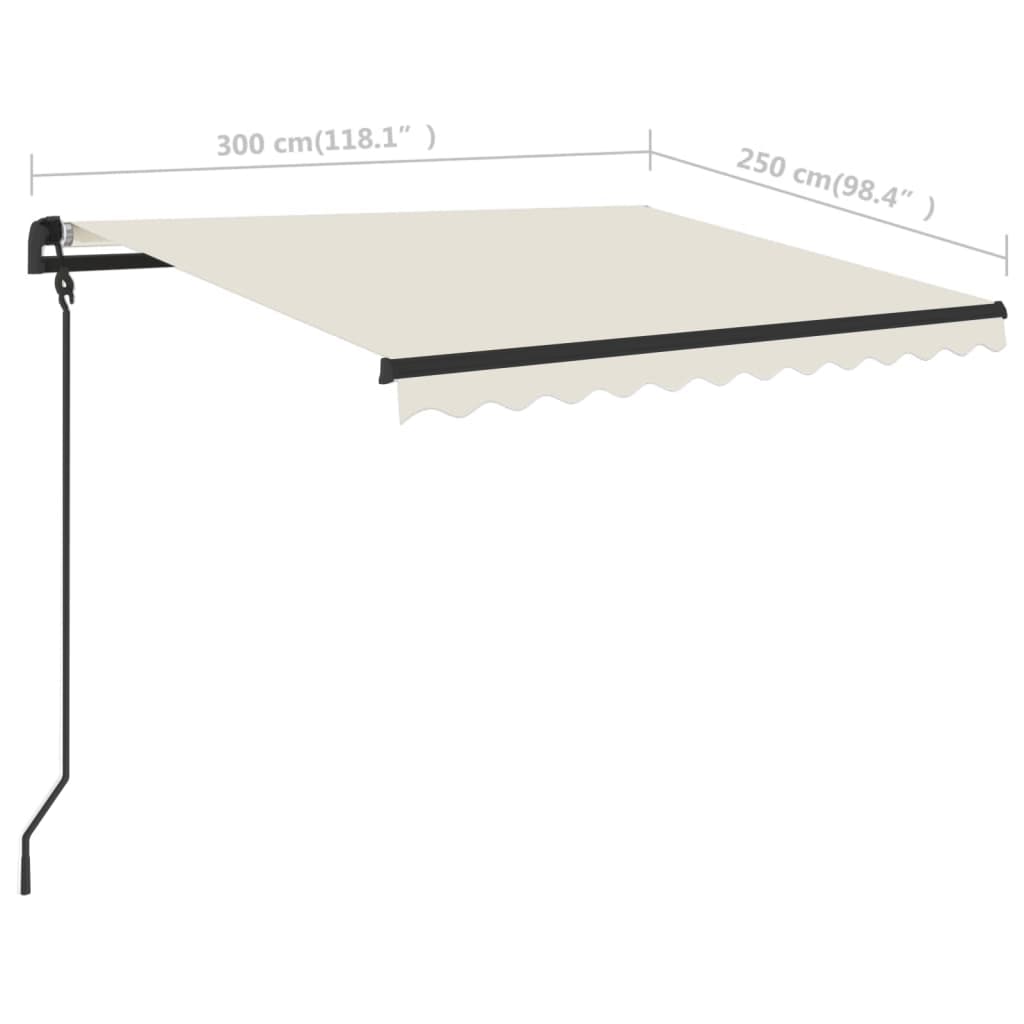 vidaXL Manual Retractable Awning with LED 9.8'x8.2' Cream