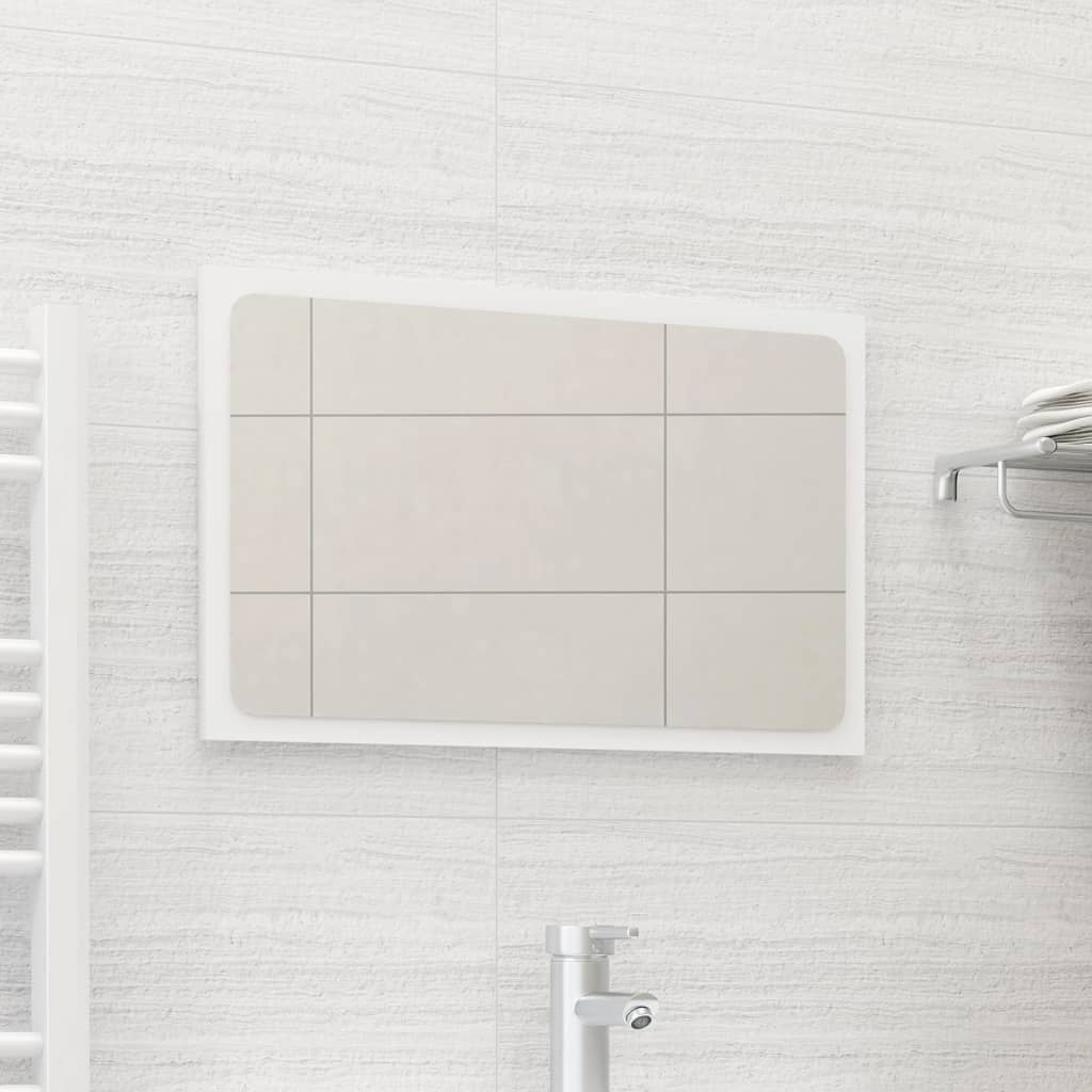 vidaXL Bathroom Mirror White 23.6"x0.6"x14.6" Chipboard