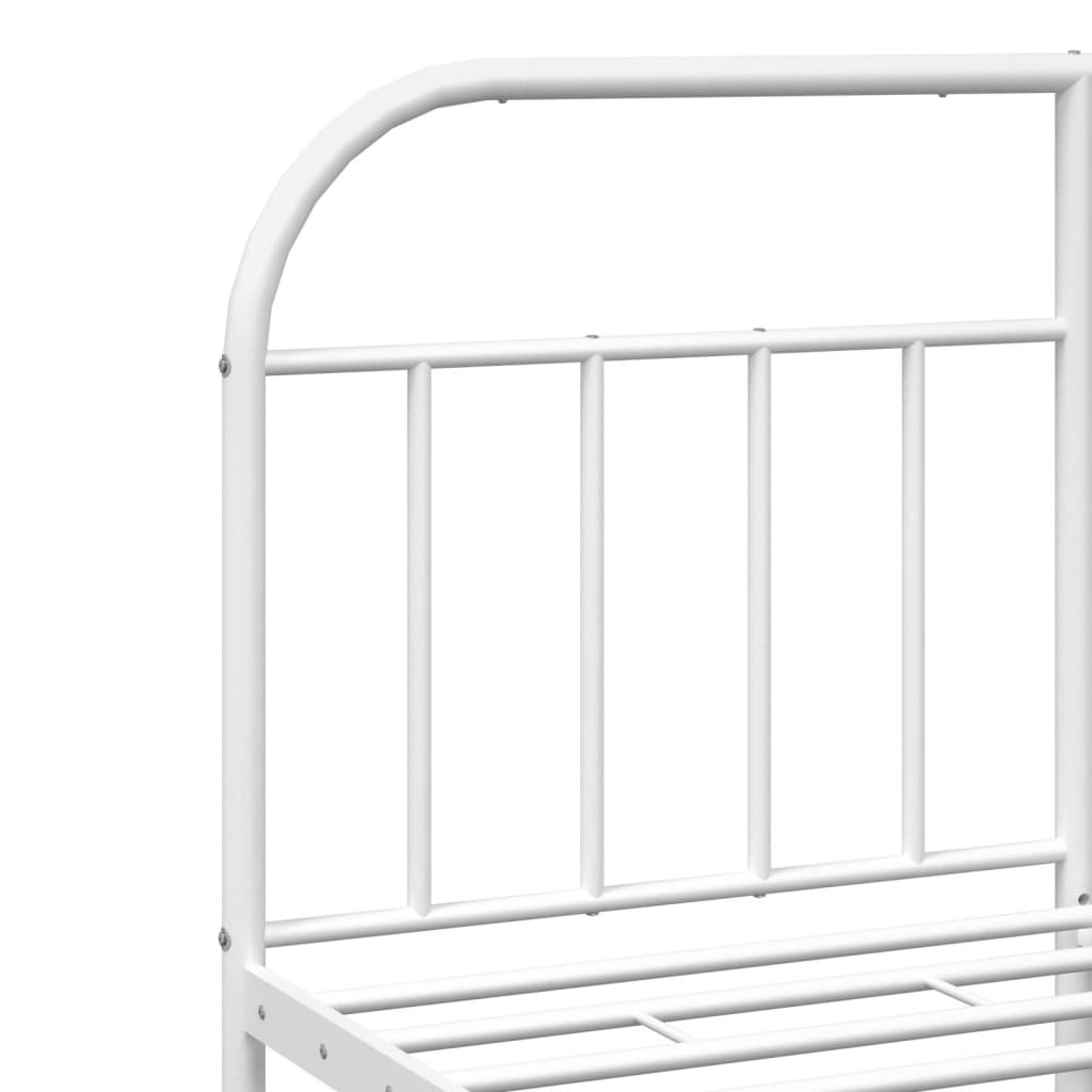 vidaXL Metal Bed Frame with Headboard and Footboard White 53.9"x74.8" Full