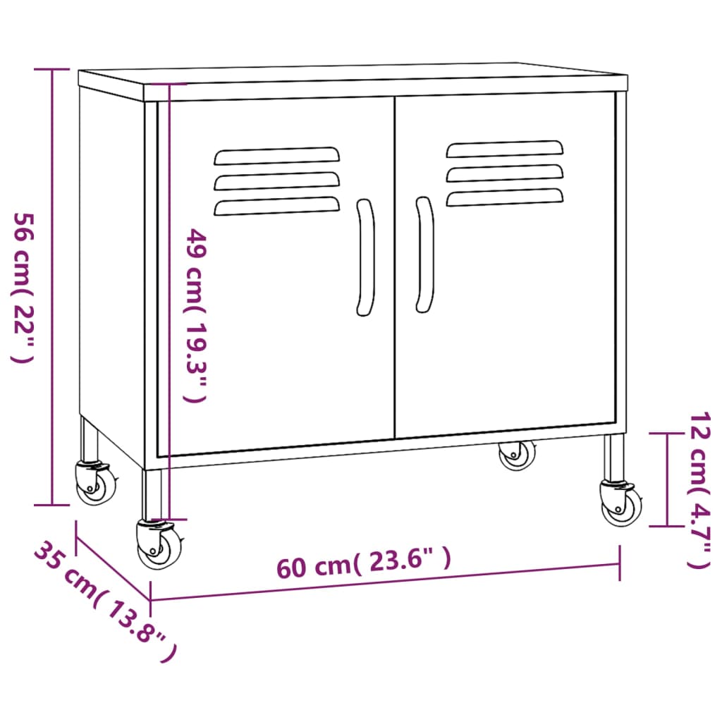 vidaXL Storage Cabinet Black 23.6"x13.8"x19.3" Steel