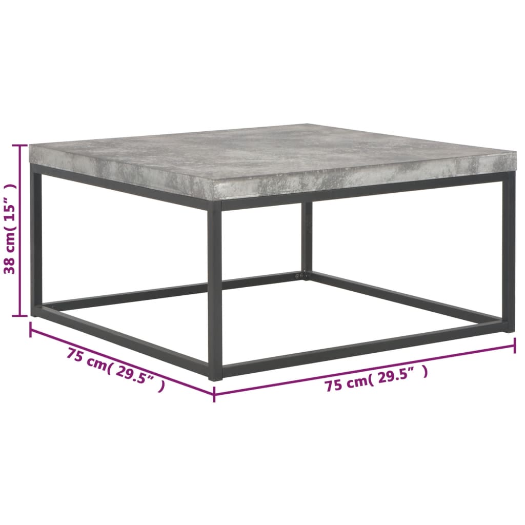 vidaXL Coffee Table 29.5"x29.5"x15" Concrete Look