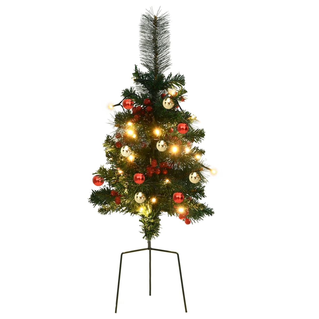 vidaXL Artificial Pathway Christmas Trees with LEDs 2 pcs 29.9" PVC