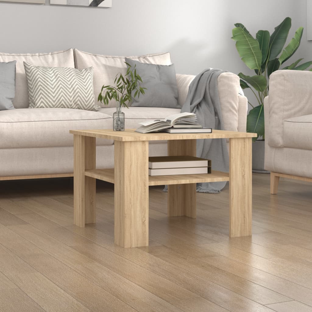 vidaXL Coffee Table Sonoma Oak 23.6"x23.6"x16.5" Engineered Wood
