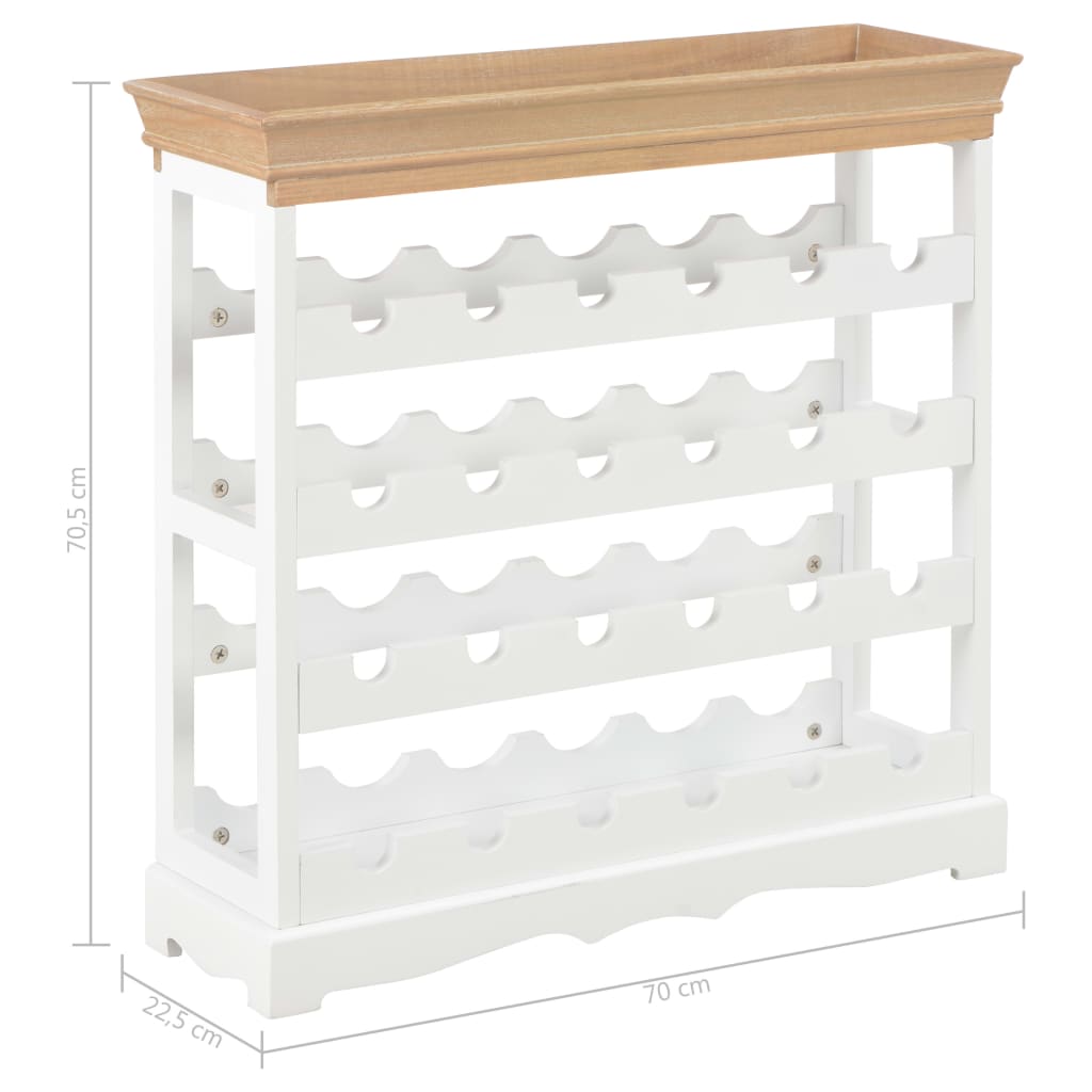 vidaXL Wine Cabinet White 27.6"x8.9"x27.8" MDF