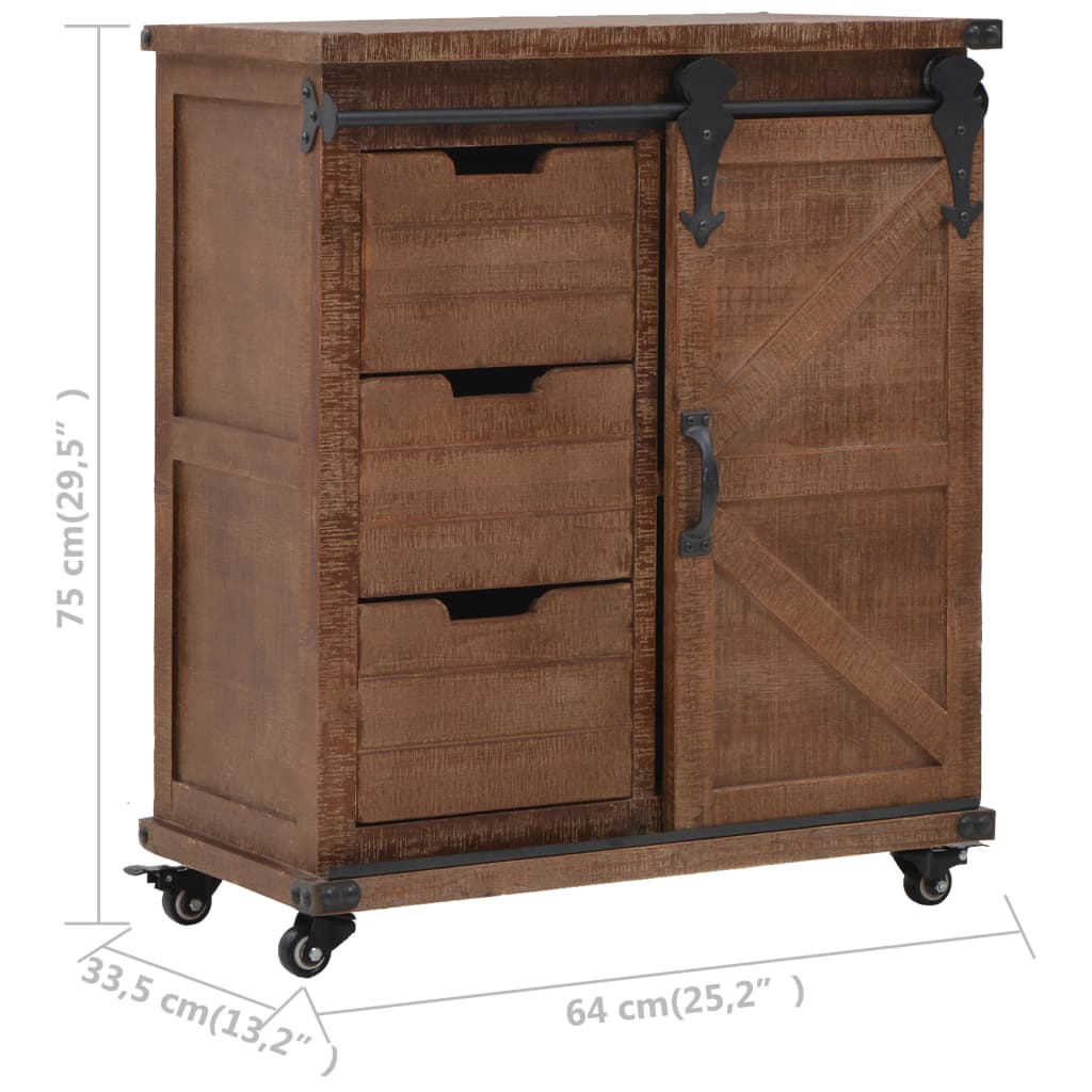 vidaXL Storage Cabinet Solid Fir Wood 25.2"x13.2"x29.5" Brown