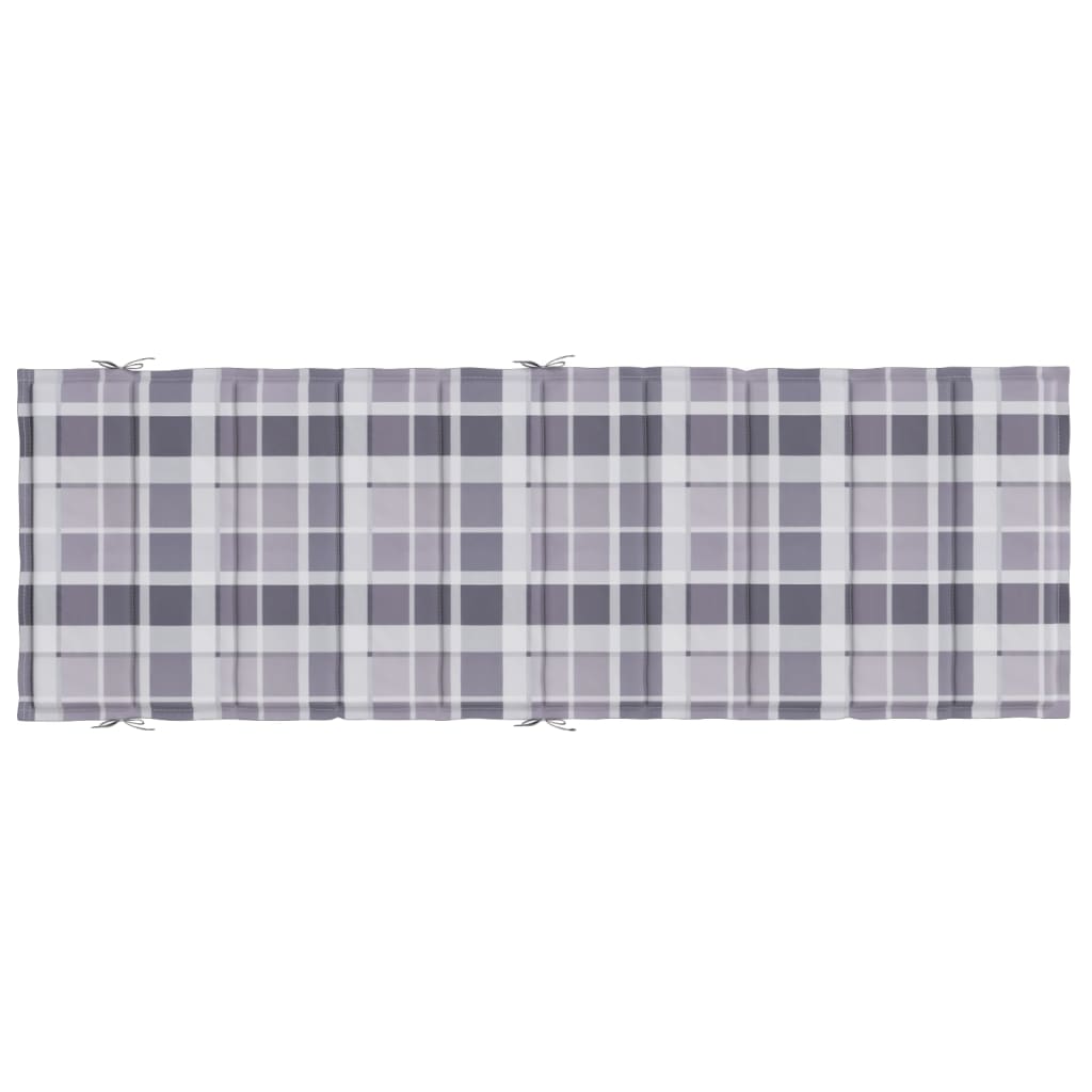 vidaXL Sun Lounger Cushion Gray Check Pattern 73.2"x22.8"x1.2" Oxford Fabric