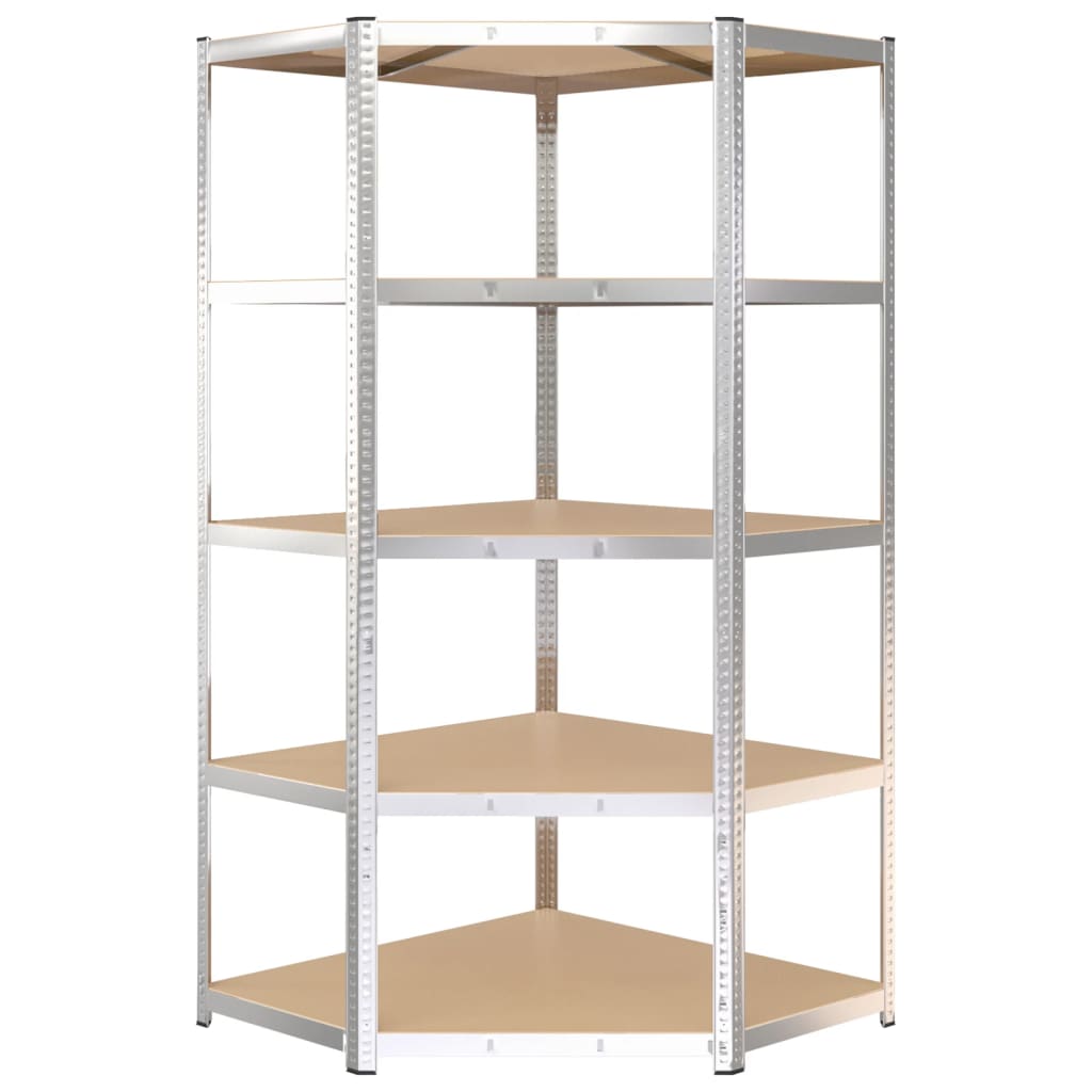 vidaXL 5-Layer Shelves 2 pcs Silver Steel&Engineered Wood