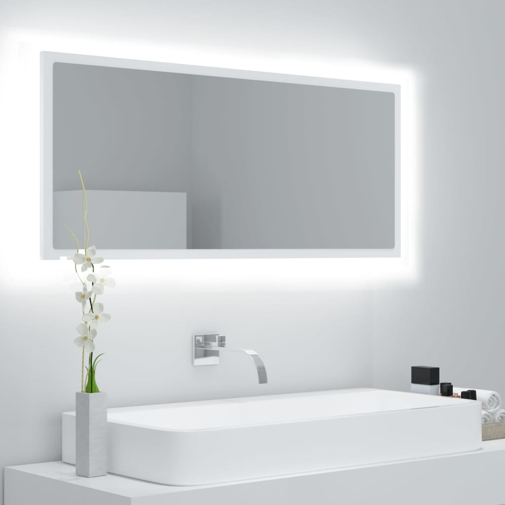 vidaXL LED Bathroom Mirror White 39.4"x3.3"x14.6" Acrylic