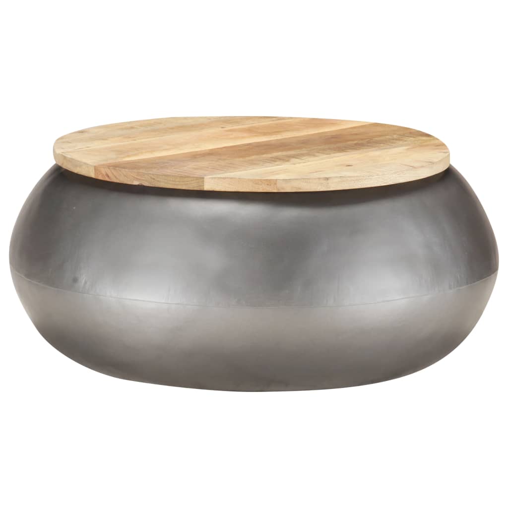 vidaXL Coffee Table Gray 26.8"x26.8"x11.8" Solid Mango Wood
