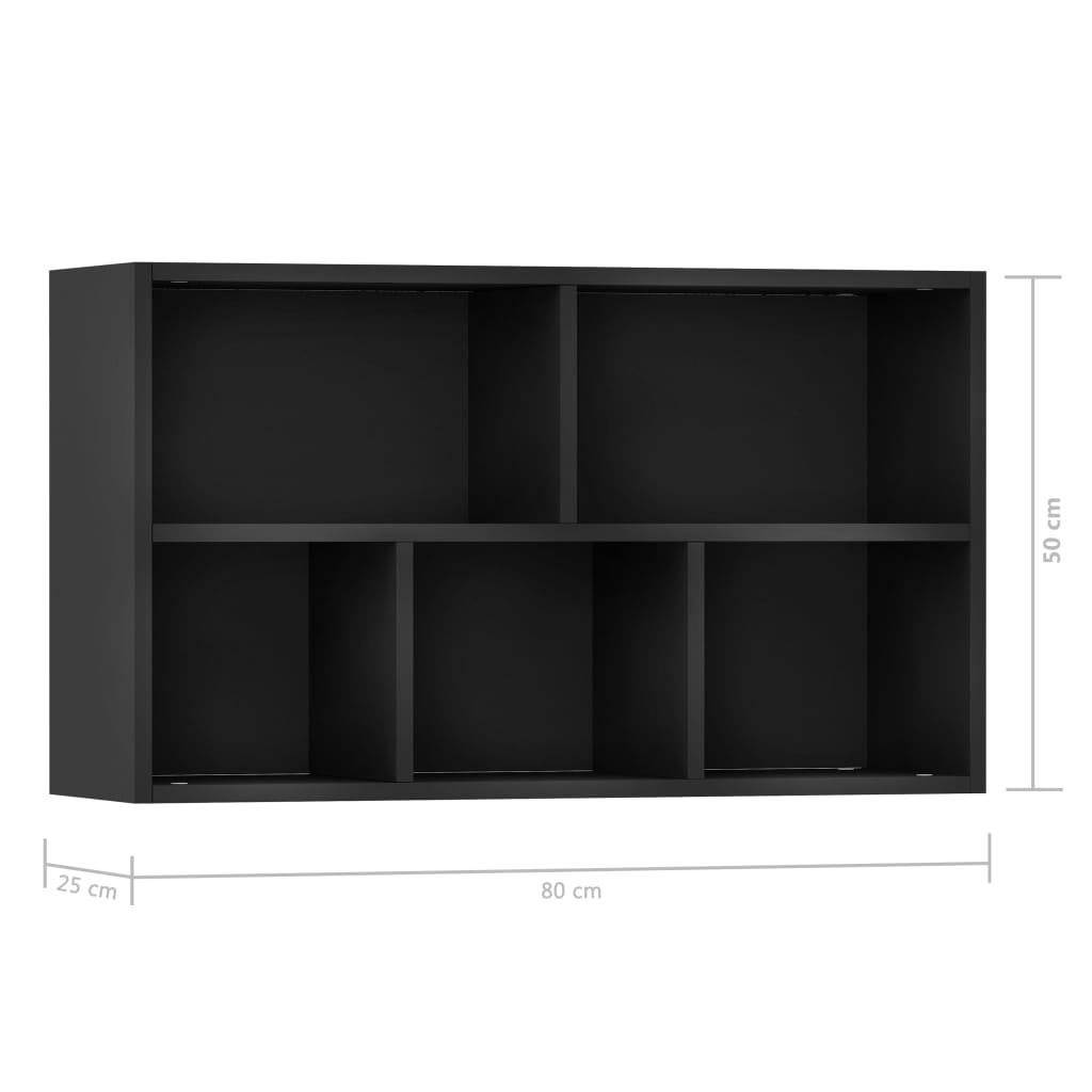 vidaXL Book Cabinet/Sideboard Black 19.7"x9.8"x31.5" Engineered Wood
