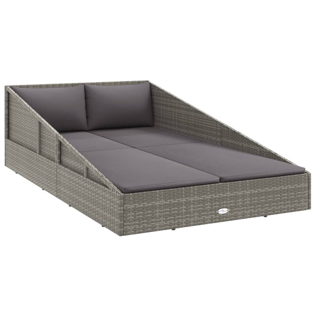 vidaXL Patio Bed Gray 43.3"x78.7" Poly Rattan