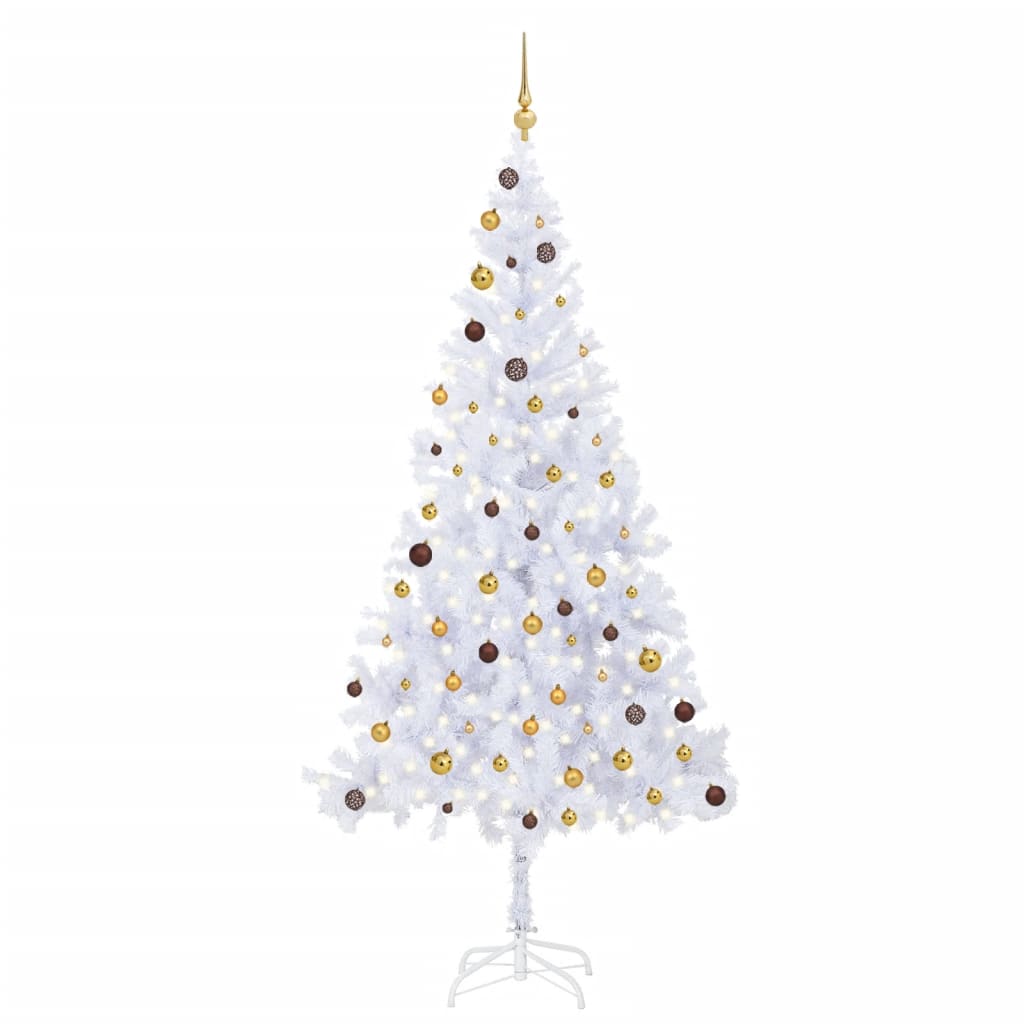 vidaXL Artificial Pre-lit Christmas Tree with Ball Set 82.7" 910 Branches