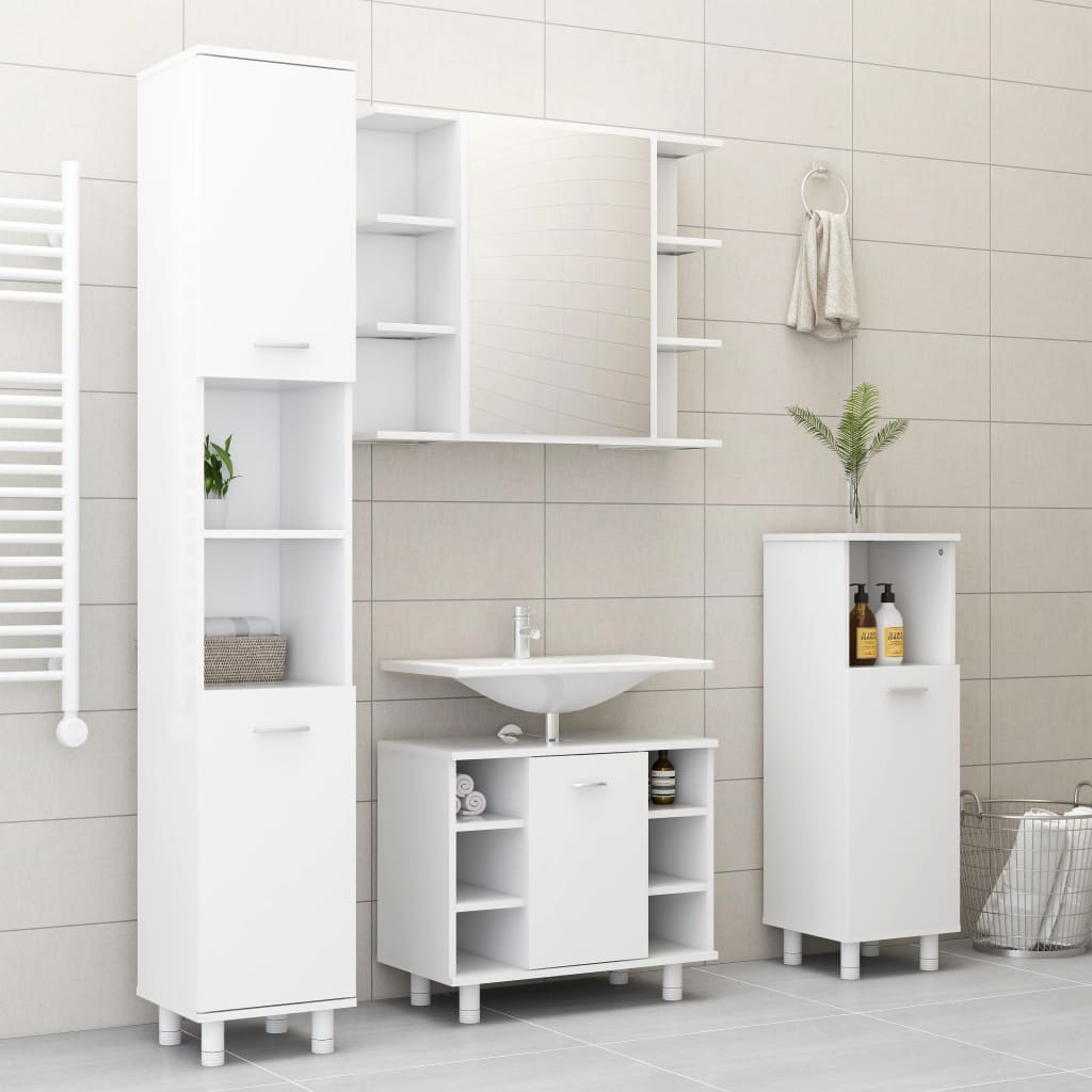 vidaXL Bathroom Cabinet White 11.8"x11.8"x70.5" Engineered Wood