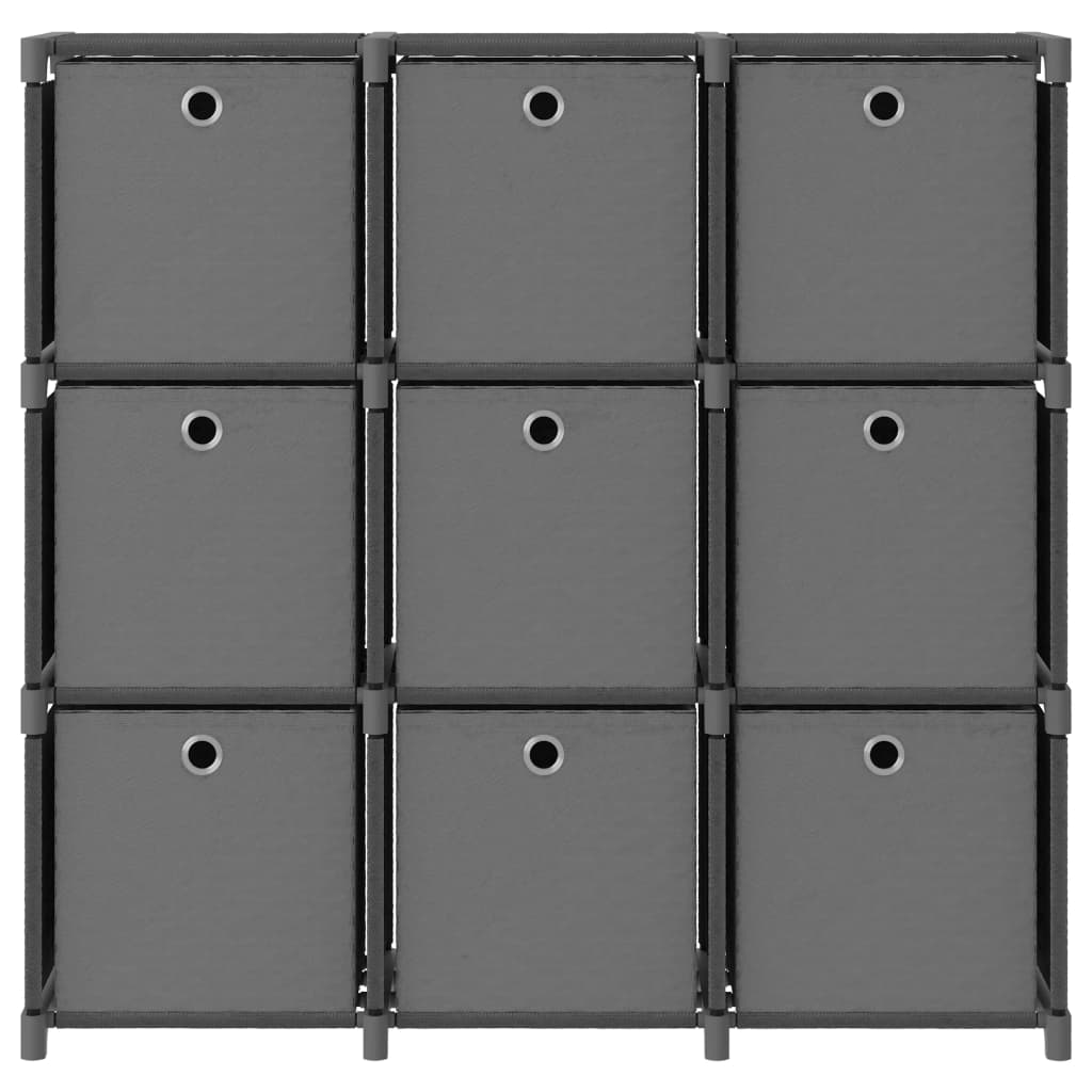vidaXL 9-Cube Display Shelf with Boxes Gray 40.6"x11.8"x42.3" Fabric