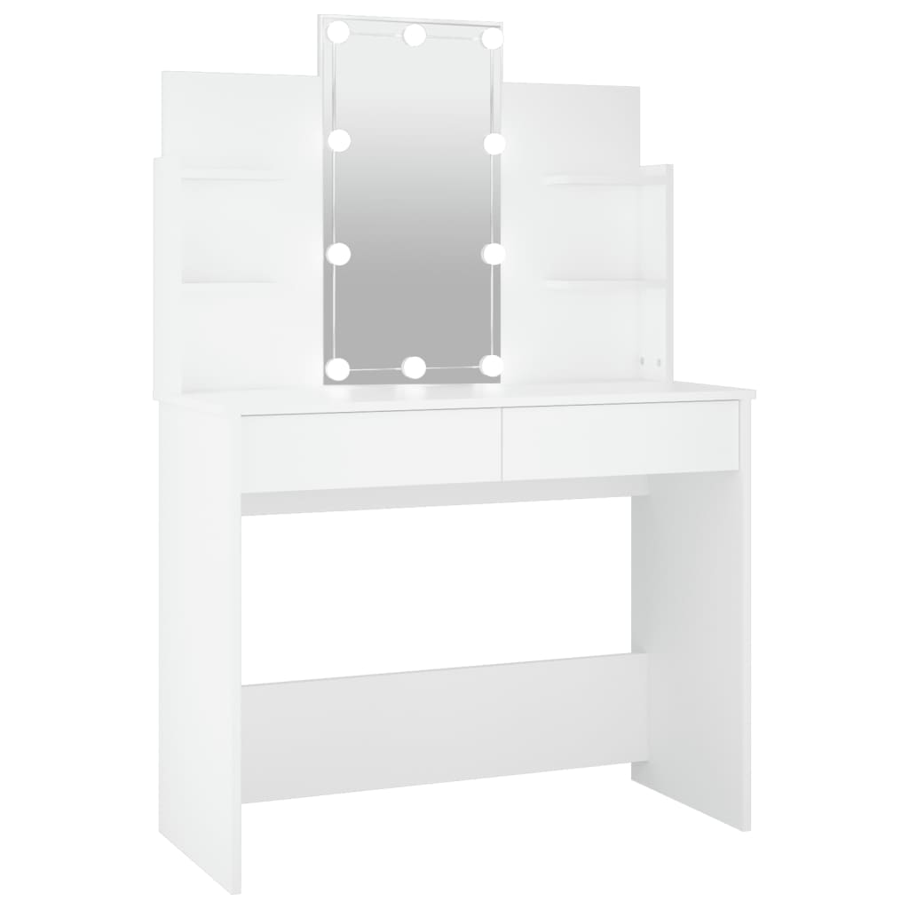 vidaXL Dressing Table with LED White 37.8"x15.7"x55.9"
