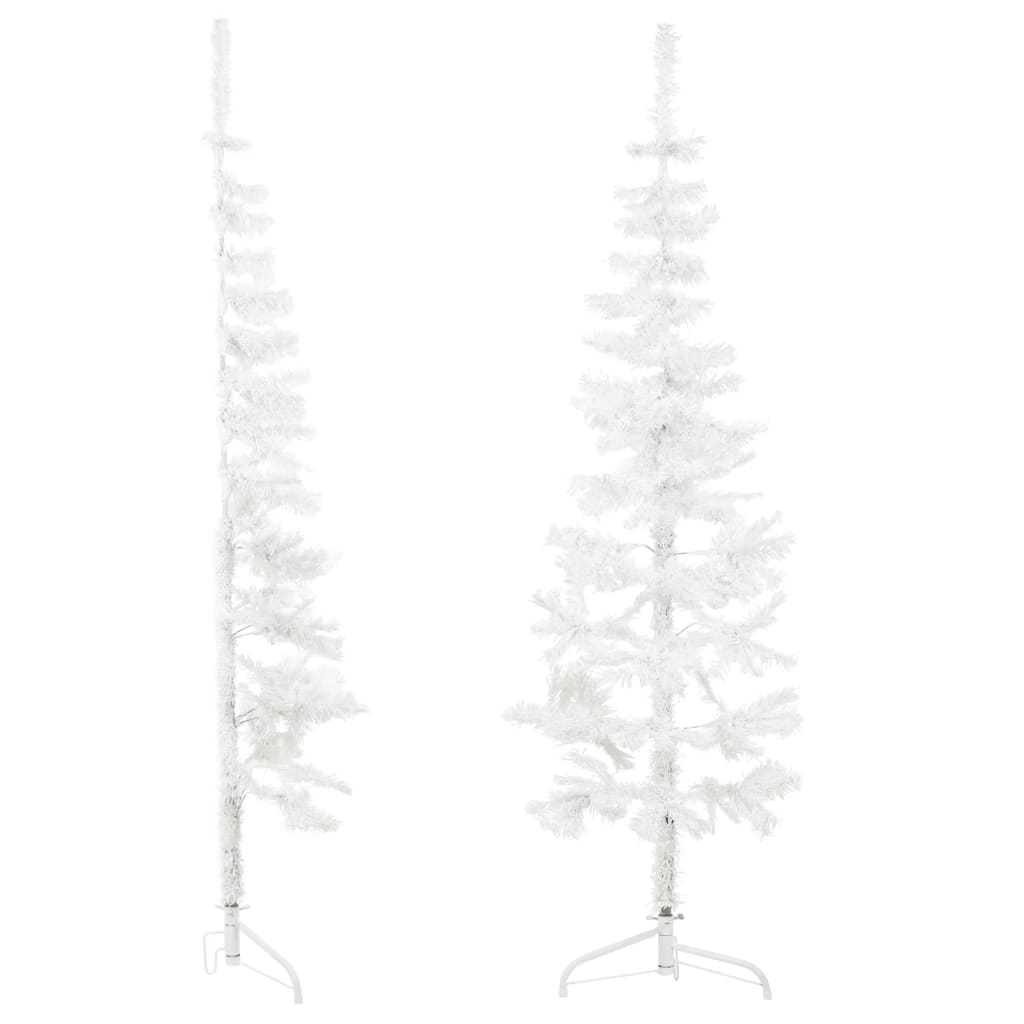 vidaXL Slim Artificial Half Christmas Tree with Stand White 4 ft