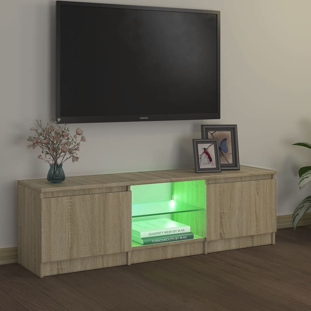 vidaXL TV Stand with LED Lights Sonoma Oak 47.2"x11.8"x14"
