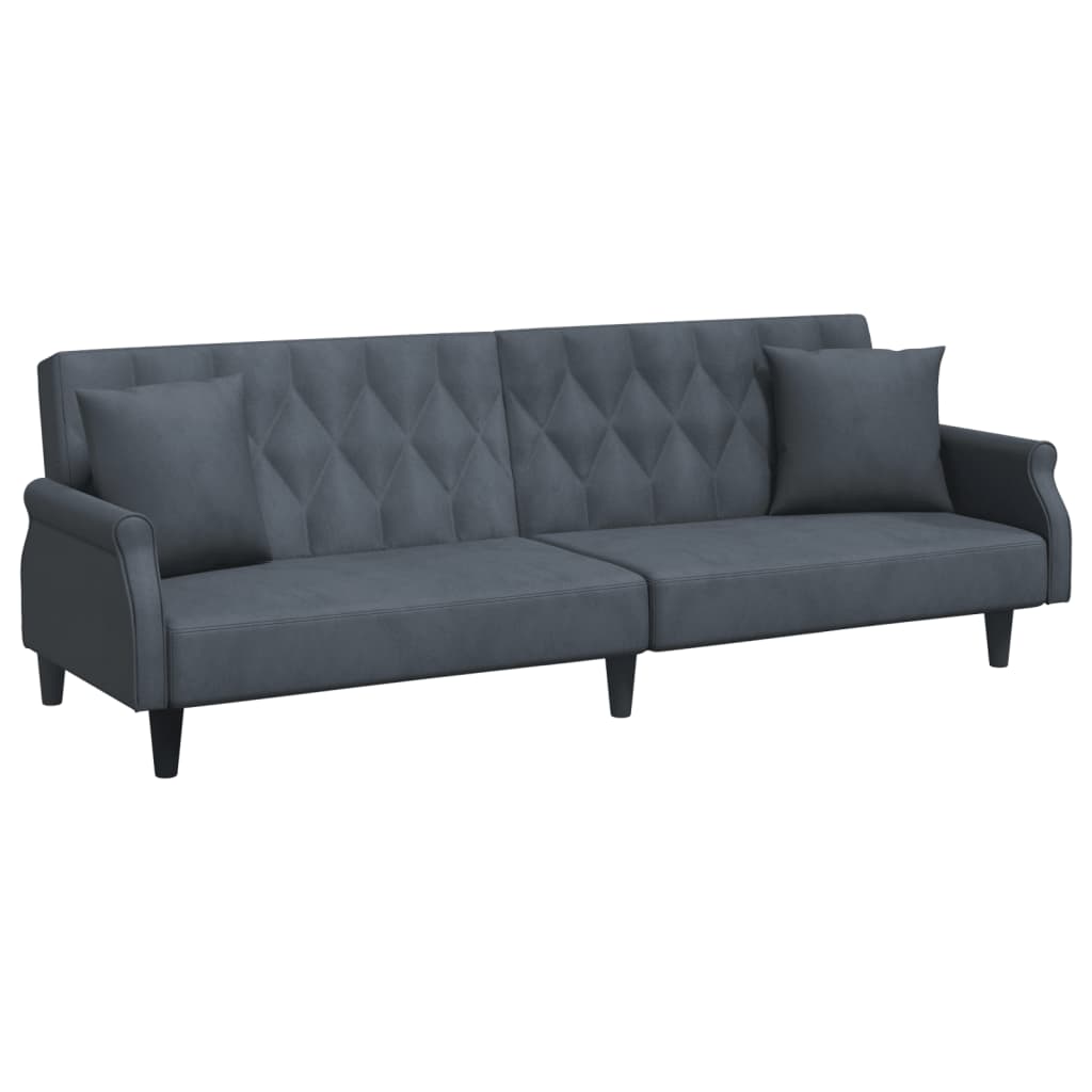 vidaXL Sofa Bed with Armrests Dark Gray Velvet