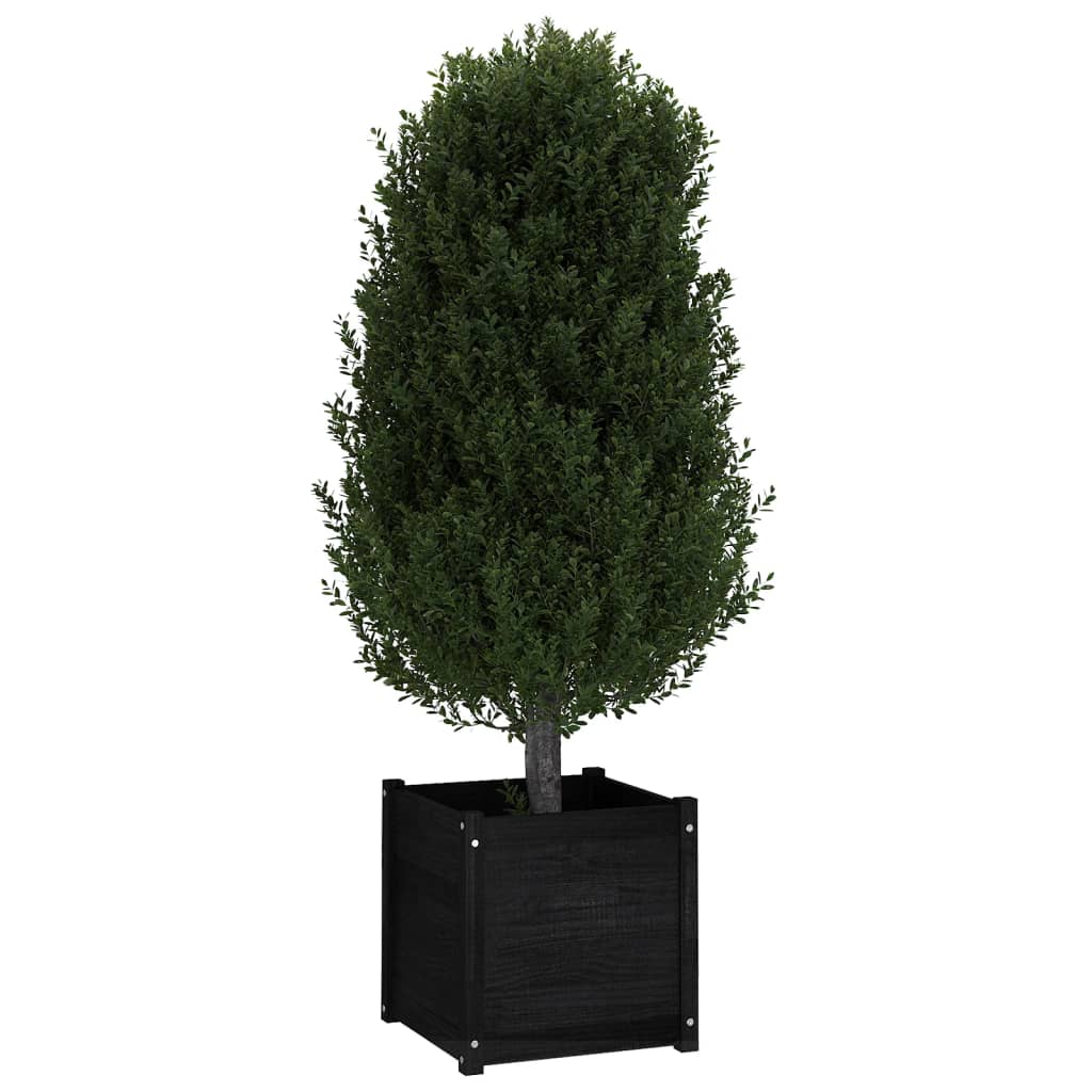 vidaXL Garden Planter Black 19.7"x19.7"x19.7" Solid Wood Pine