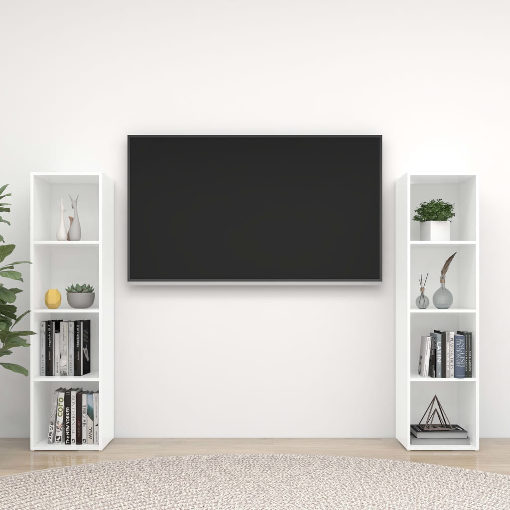 vidaXL TV Cabinets 2 pcs White 56.1"x13.8"x14.4" Chipboard