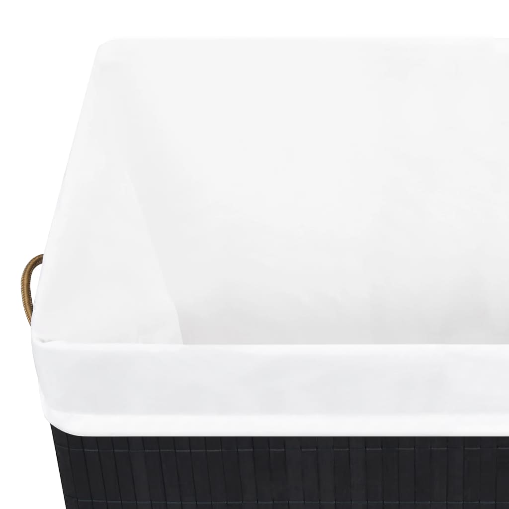 vidaXL Bamboo Laundry Basket with Single Section Black 21.9 gal