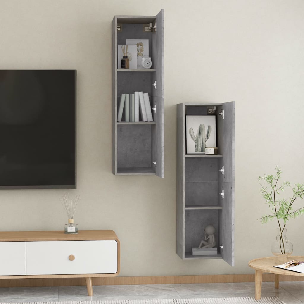 vidaXL TV Cabinets 2 pcs Concrete Gray 12"x11.8"x43.3" Chipboard